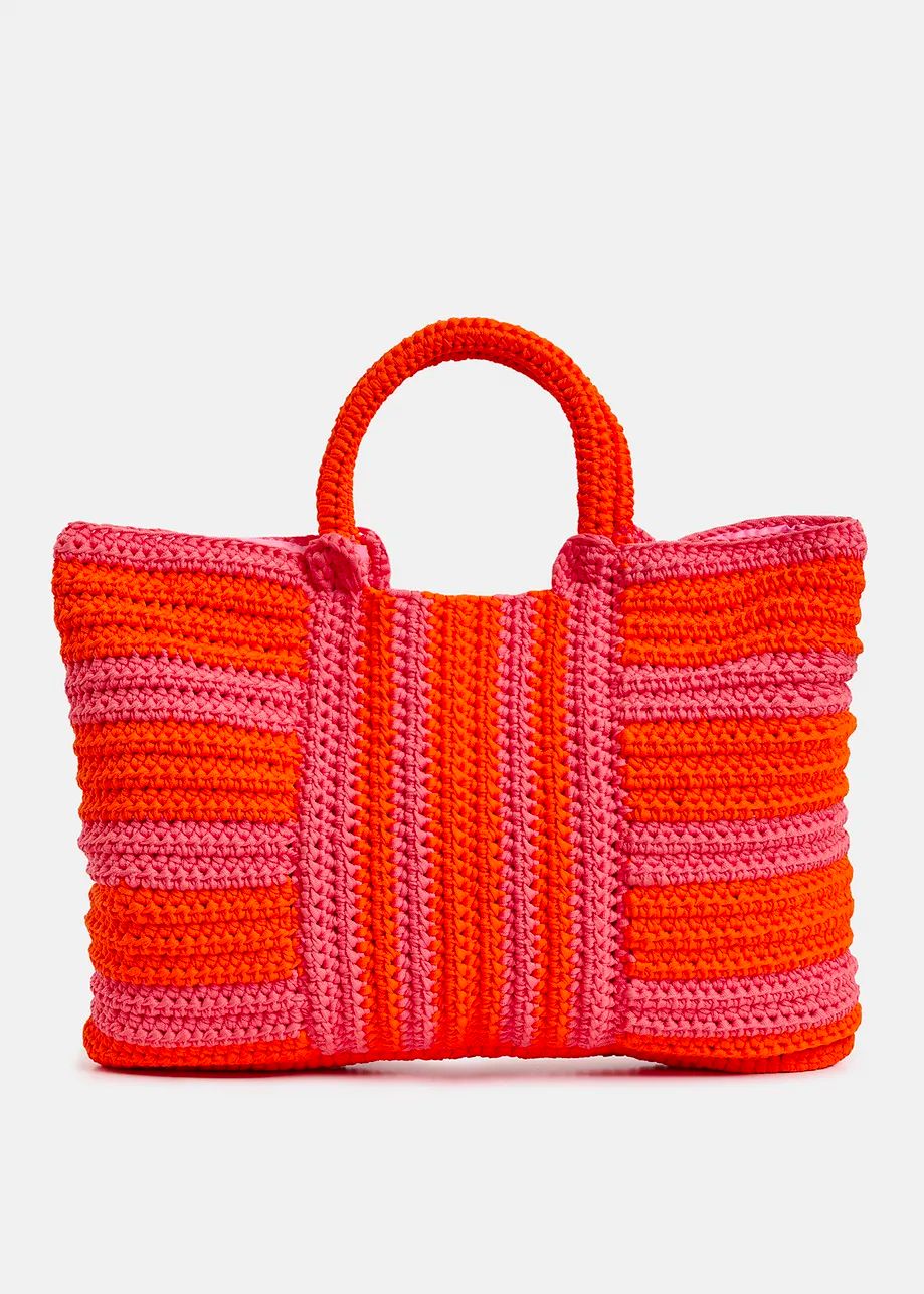 Essentiel Farando Crochet Shopper Bag in Hot Pink