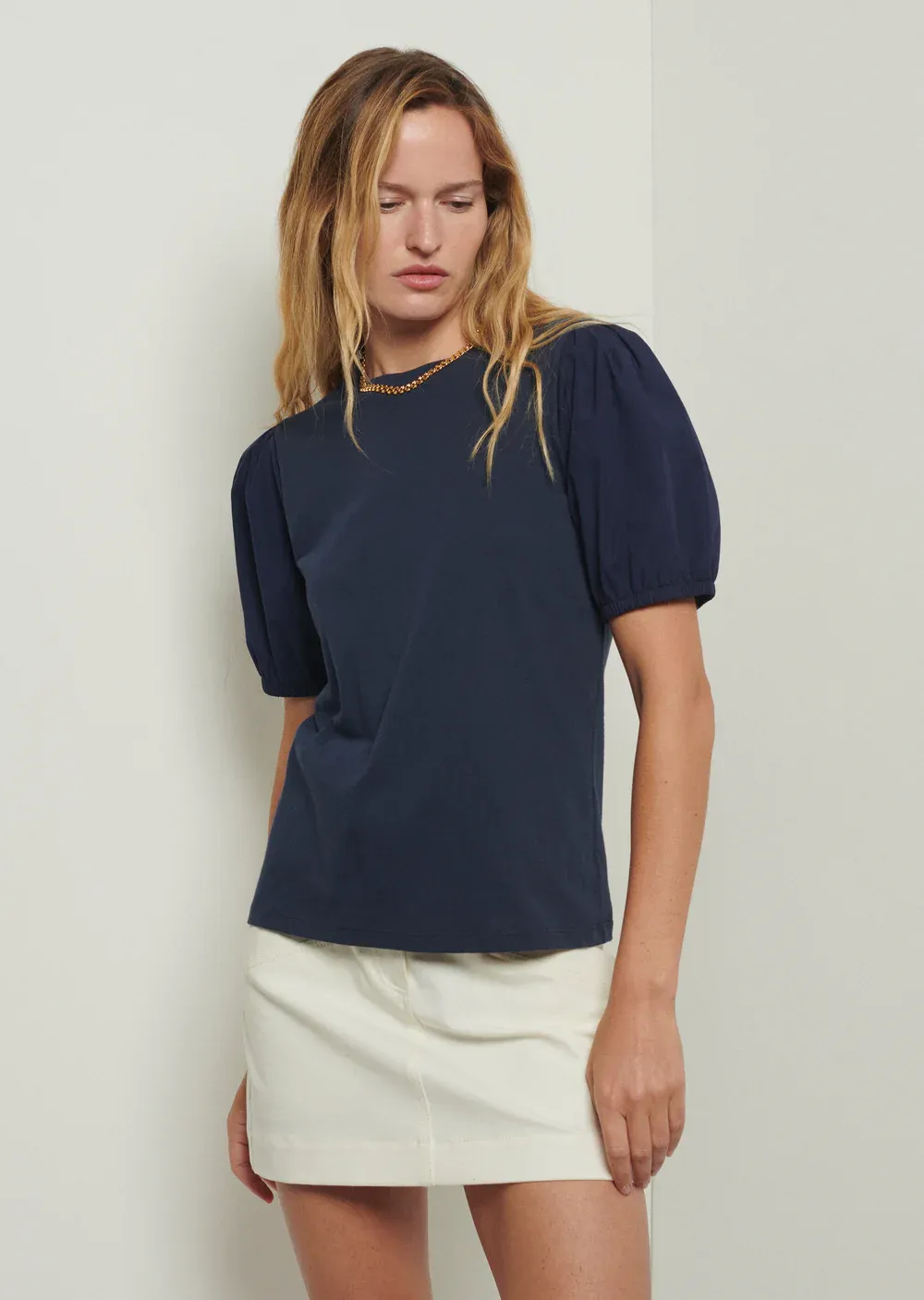 10 Crosby Eva Puff Sleeve in Navy