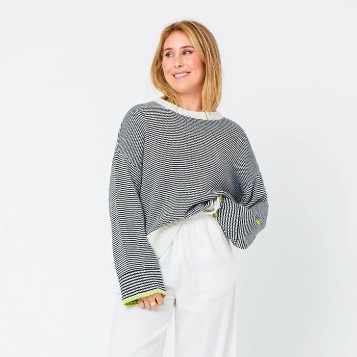 Kerri Rosenthal Summer Stripe Sweater in White &amp; Indigo