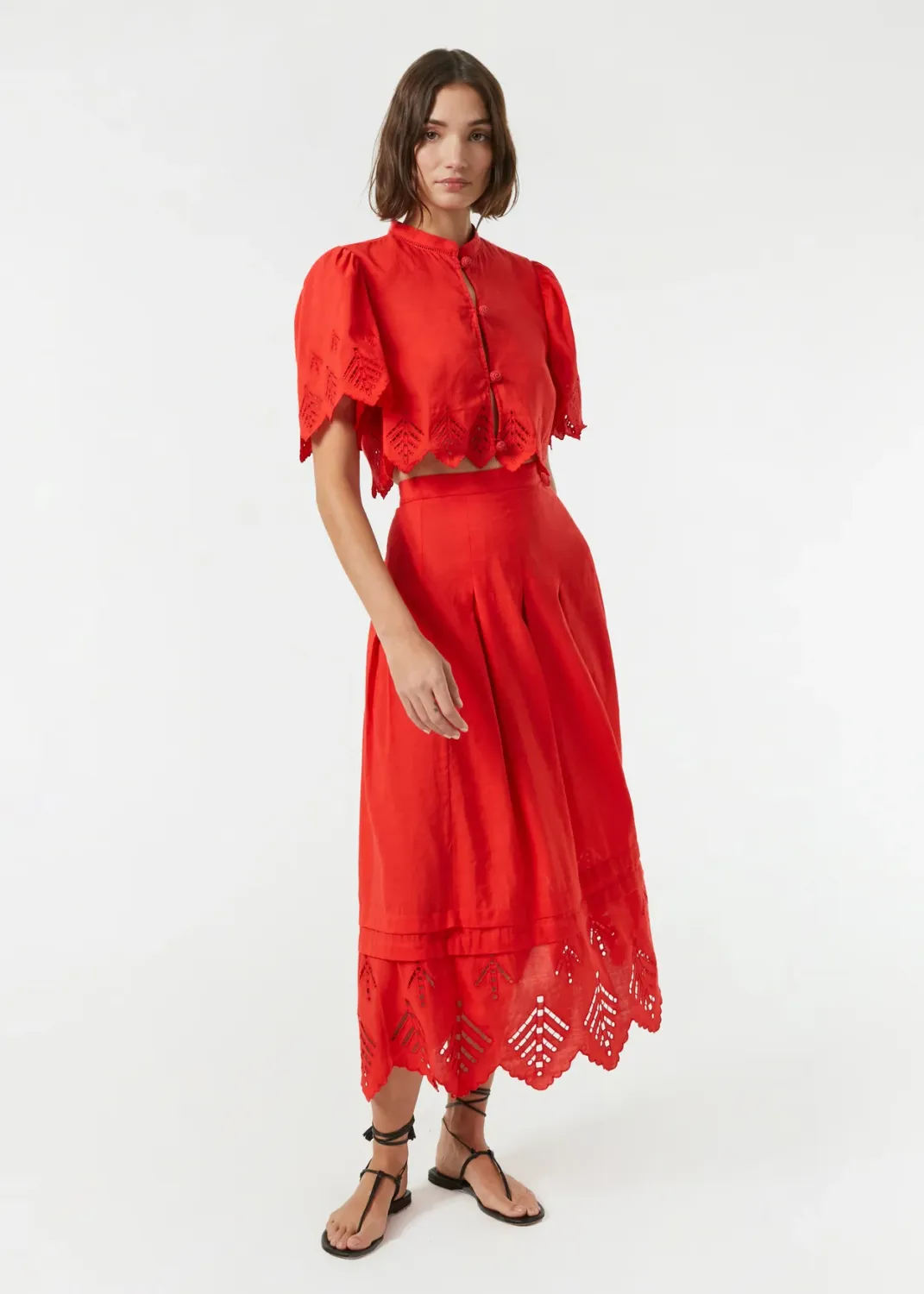 Rhode Luis Skirt in Scarlet Eyelet