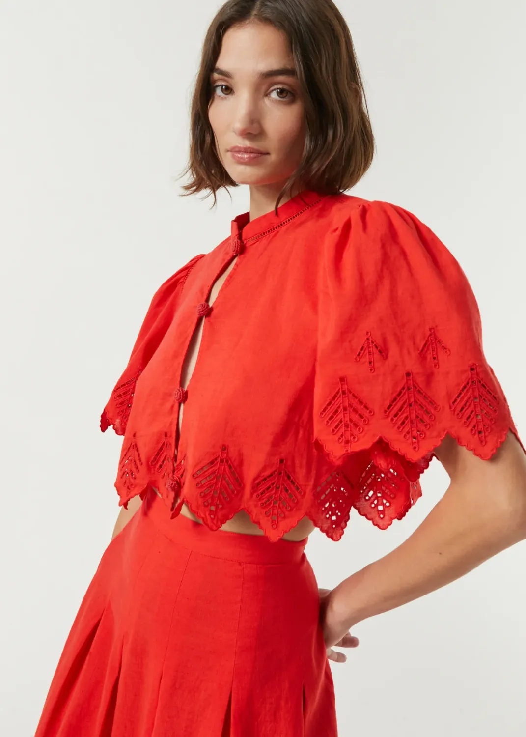 Rhode Nita Top in Scarlet Eyelet