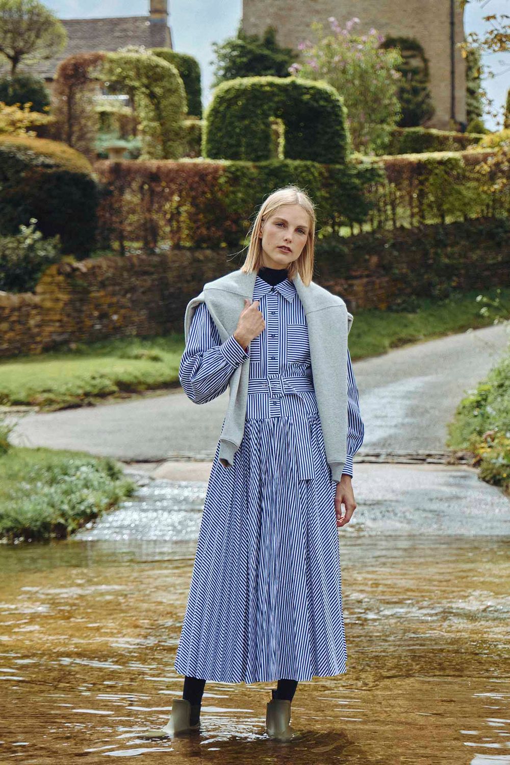 Hunter Bell Randolph Dress in Navy Stripe