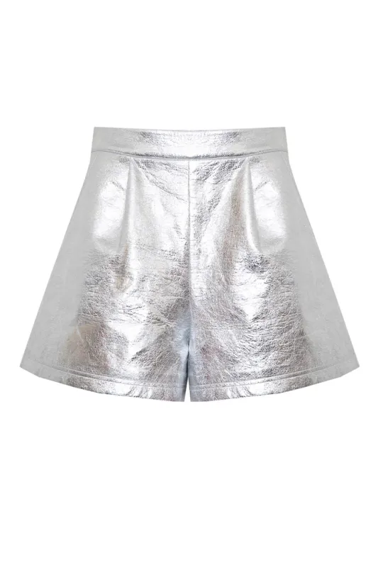 Hunter Bell Ashton Short in Crinkled Silver