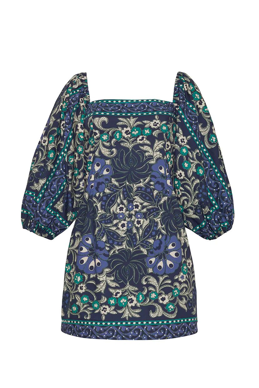 Cara Cara Montauk Dress in Blue Bogata Scarf