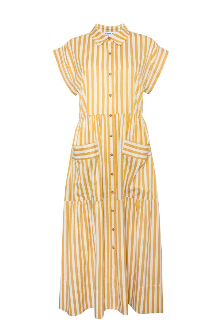 Hunter Bell Sarah Dress in Mustard Stripe