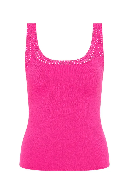 Aje Tazia Crocheted Edge Tank in Azalea Pink