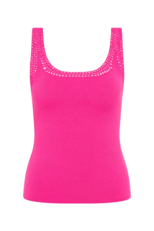 Aje Tazia Crocheted Edge Tank in Azalea Pink