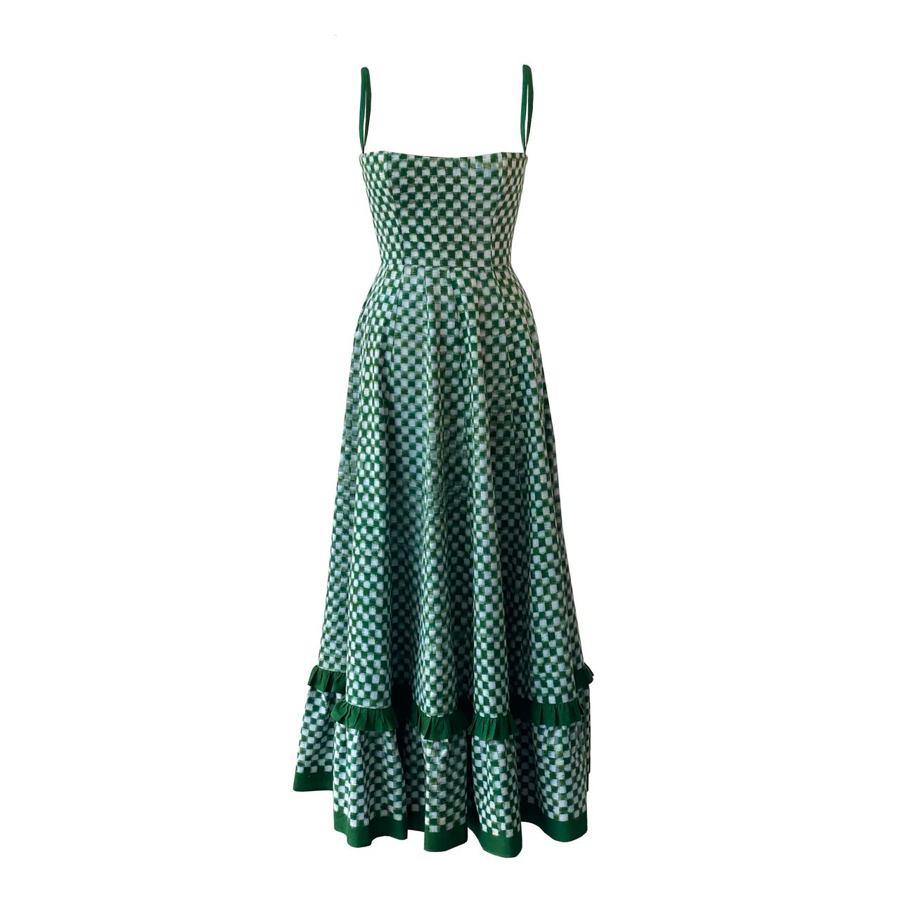 De Castro Green Checkmate Dress