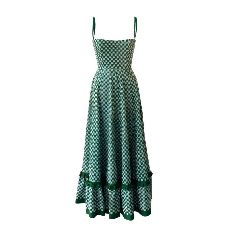 De Castro Green Checkmate Dress
