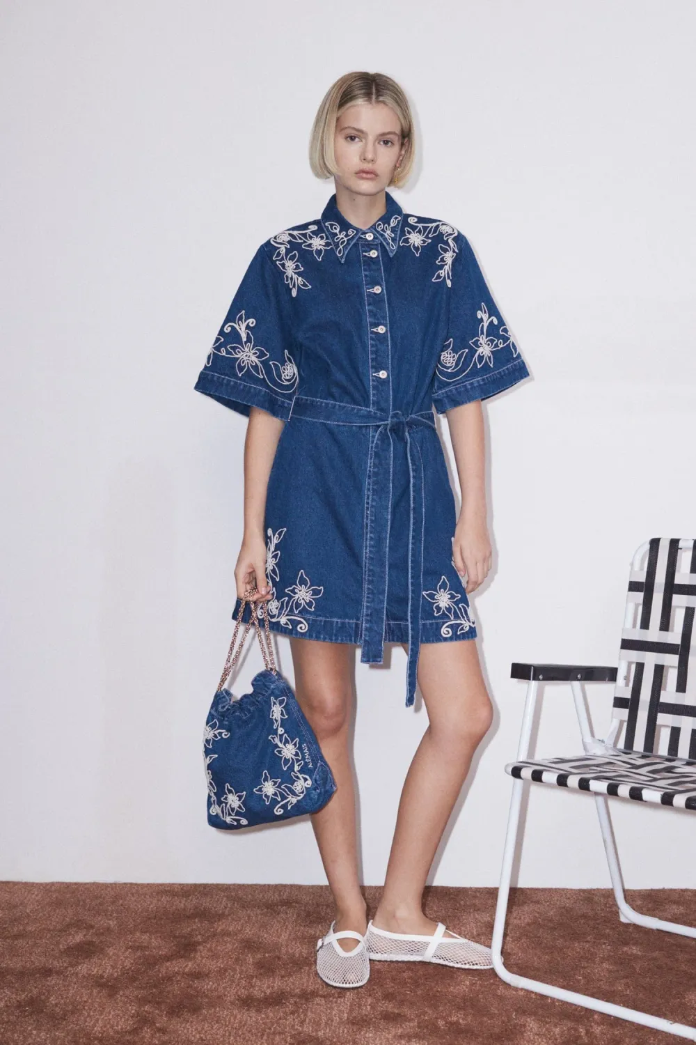 Alemais Carmen Mini Dress in Light Blue