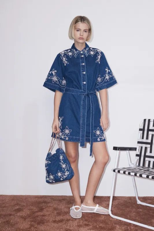 Alemais Carmen Mini Dress in Light Blue