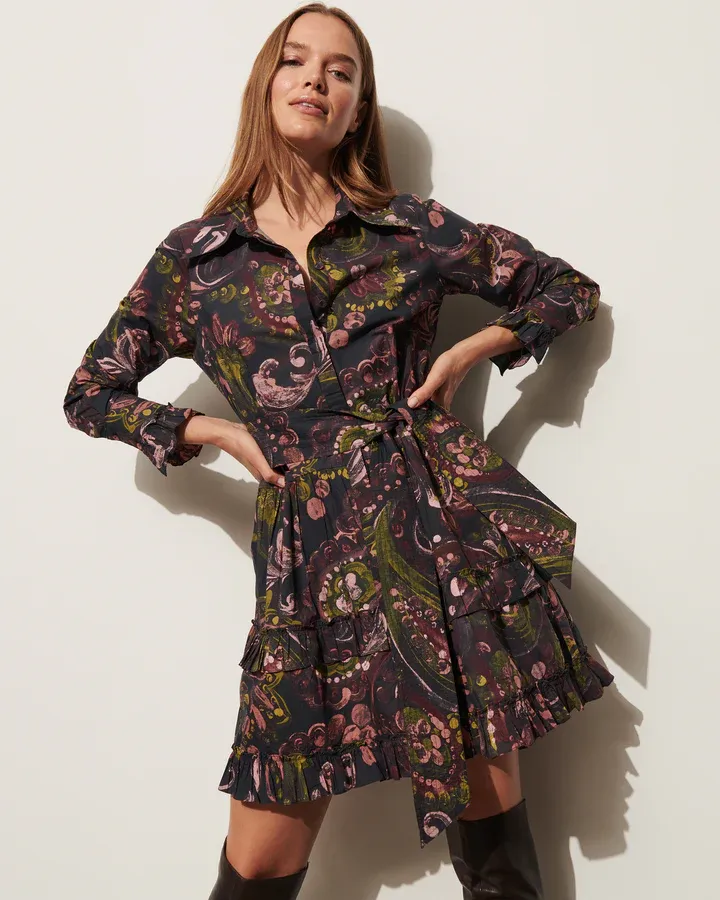 Figue Cami Dress in Painterly Paisley Berry Blue