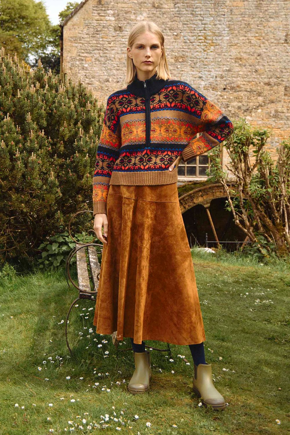 Hunter Bell Ida Skirt in Cider Suede