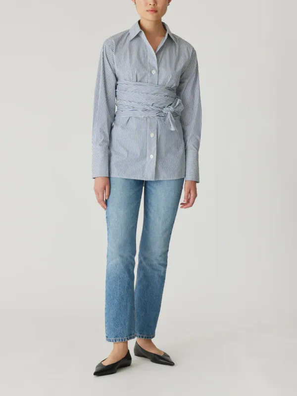 Rebecca Taylor Stripe Poplin Wrap Blouse
