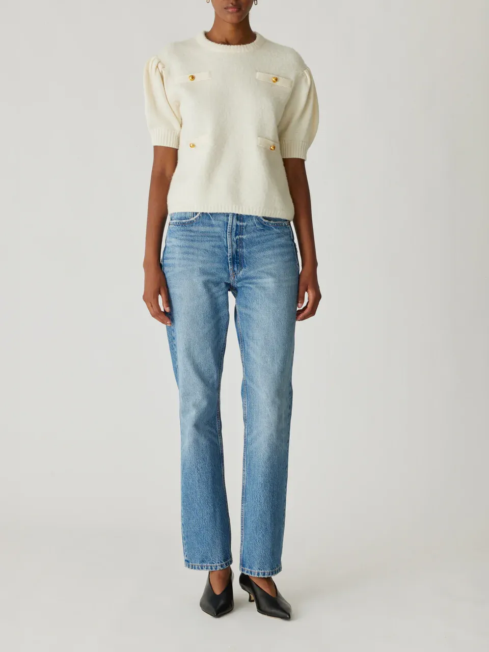 Rebecca Taylor Boucle Texture Lady Pullover in Cream