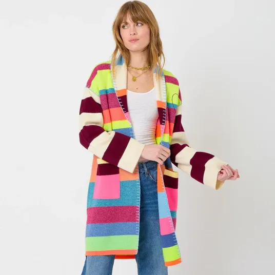Kerri Rosenthal Shawl Collar Duster in Multi
