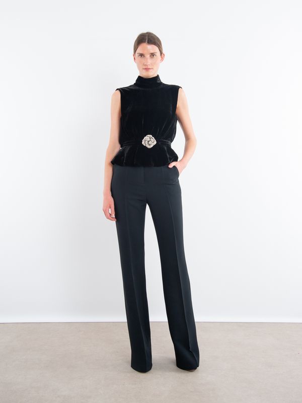Saloni Fleur Velvet Top in Black Crystal Rose