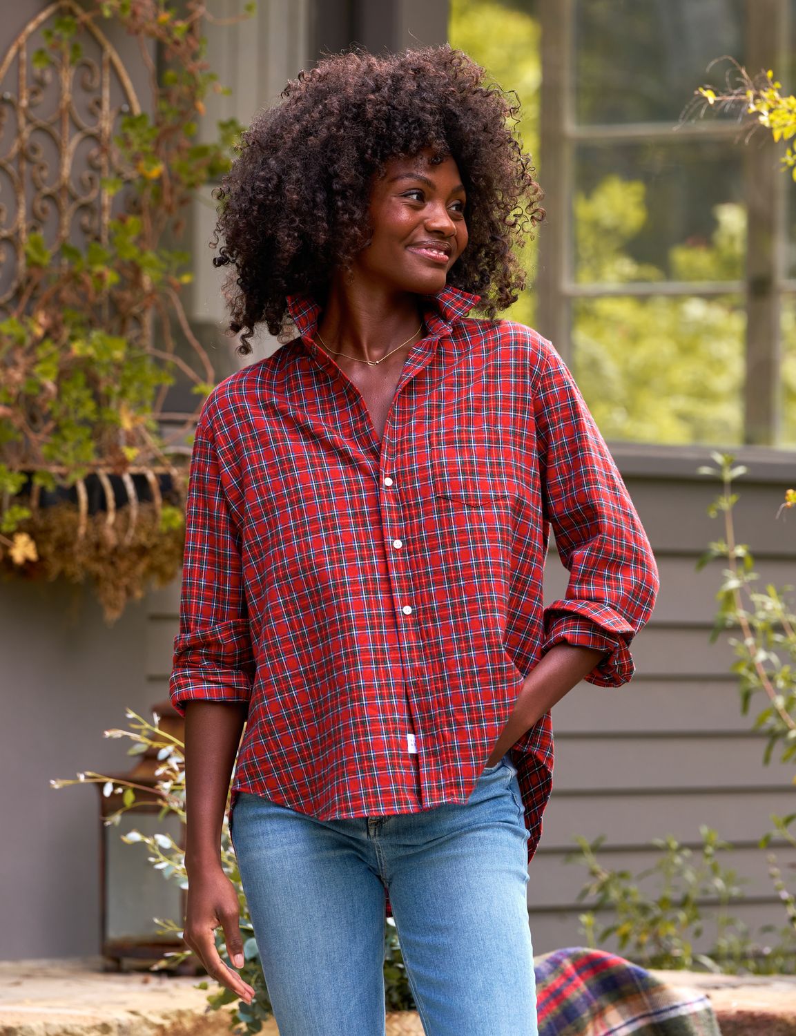 Frank &amp; Eileen Eileen Relaxed Button Up Shirt in Extra Small Red Plaid