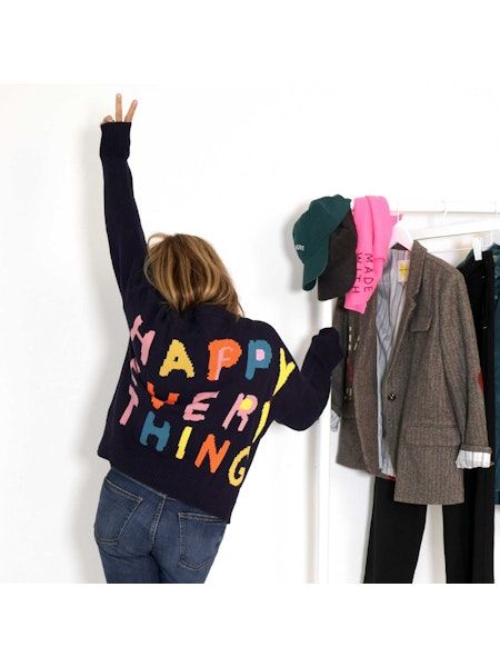 Kerri Rosenthal Boyfriend Happy Every Thing Sweater in Indigo