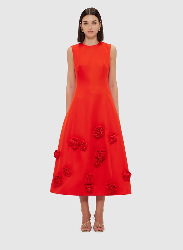 Leo Lin Cleo Sleeveless Midi Dress in Scarlet