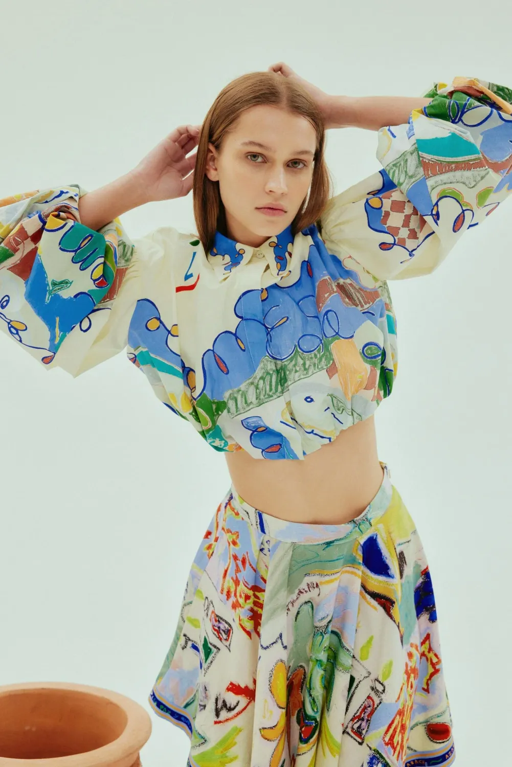 Alemais Nadia Cropped Shirt in Multi