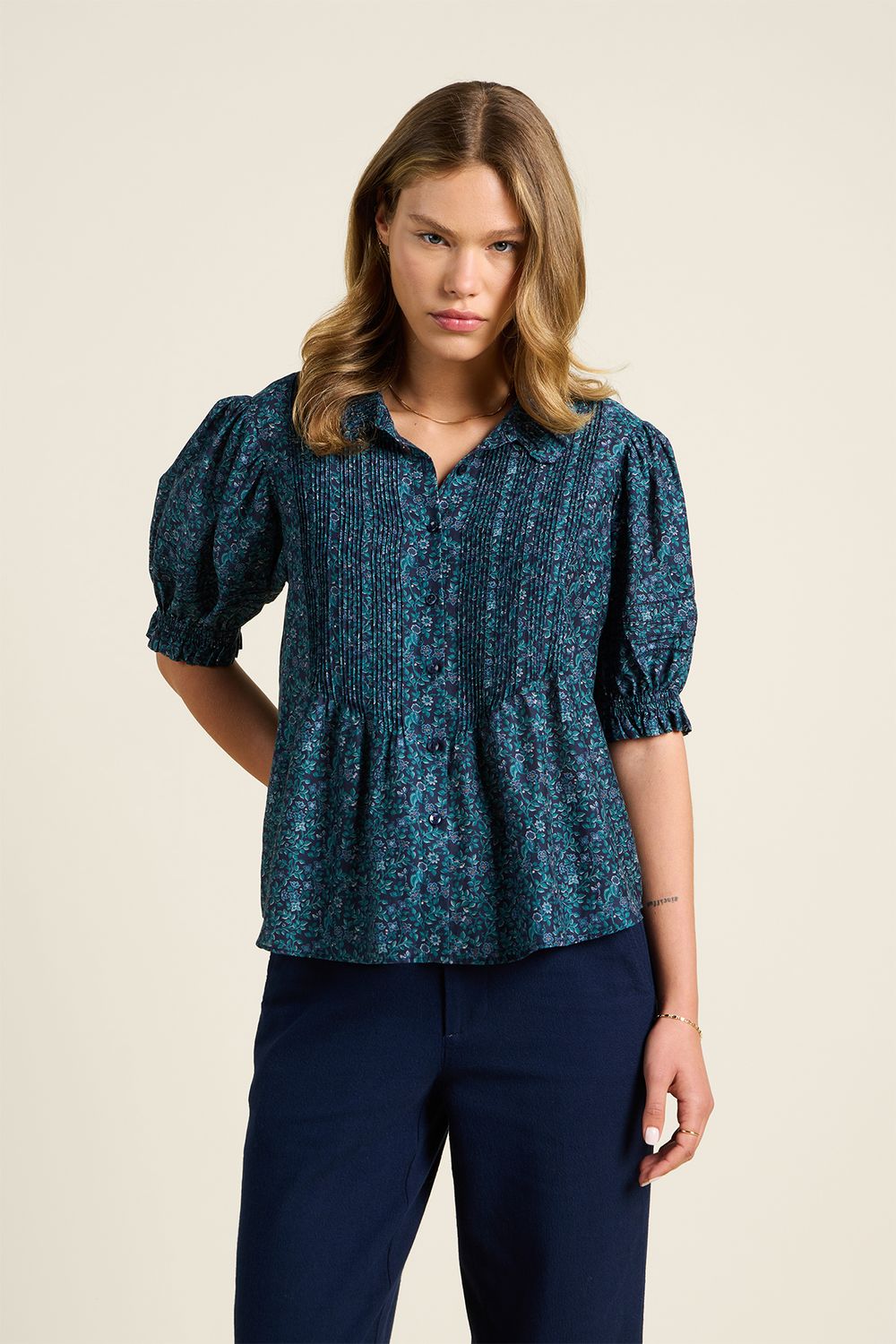 Trovata Jess Blouse in Blue Ridge Ditsy