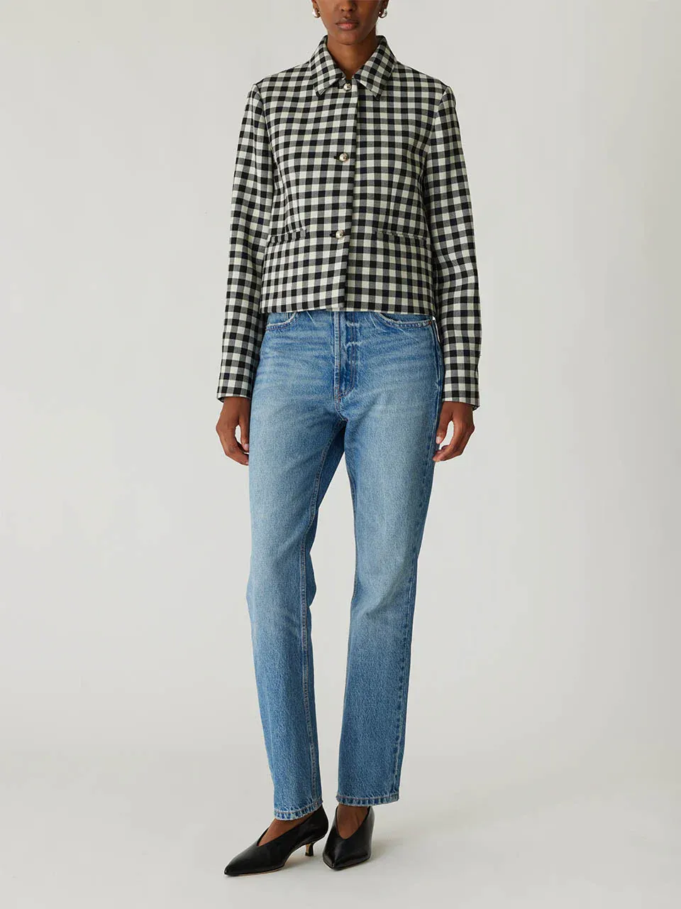 Rebecca Taylor Phillipa Check Cropped Jacket in Black Combo