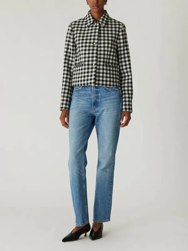Rebecca Taylor Phillipa Check Cropped Jacket in Black Combo