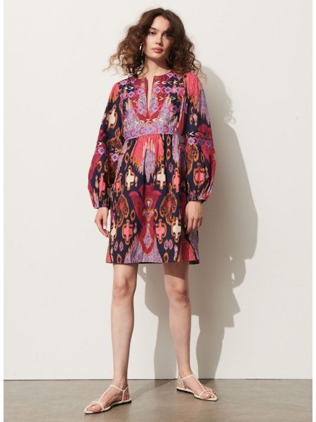 Figue Lucie Dress in Fan Ikat True Navy