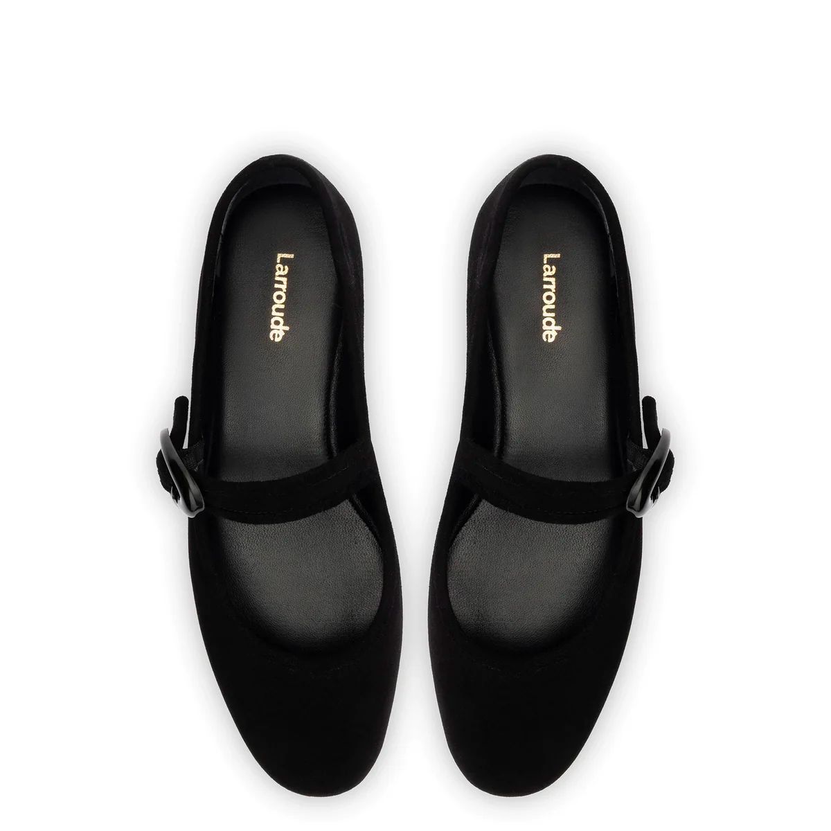 Larroude Verona Ballet Flat in Black Suede