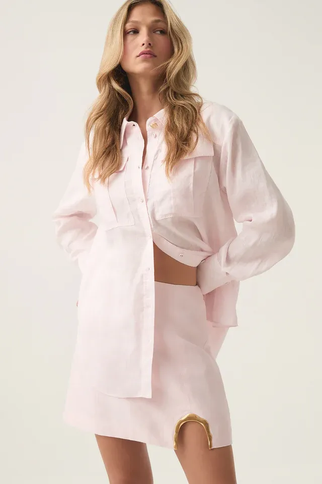 Aje Neoma Pocketed Shirt in Pastel Pink