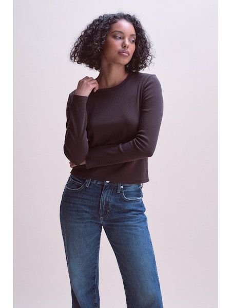 Amo Slim Rib Tee in Expresso