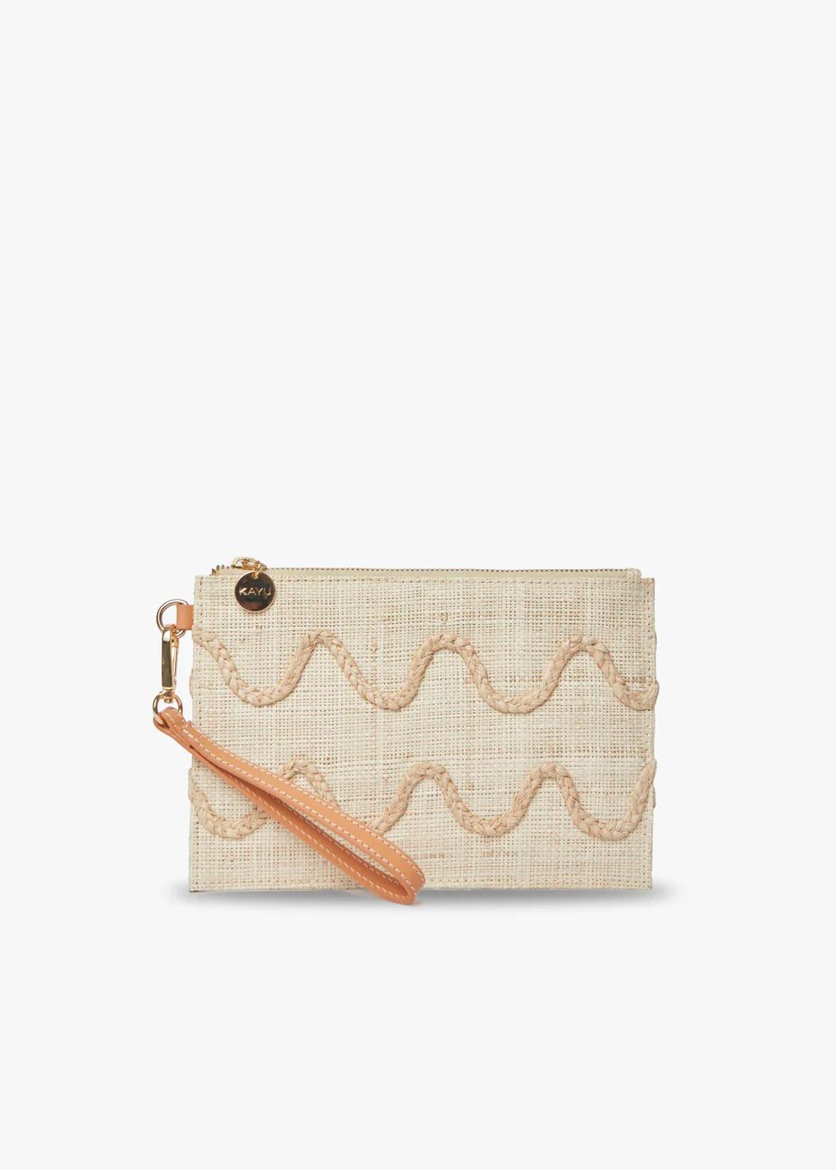 Kayu Irma Straw Pouch Wristlet in Nautral