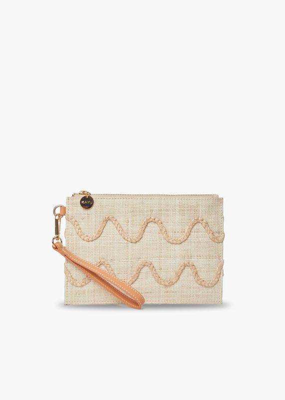 Kayu Irma Straw Pouch Wristlet in Nautral