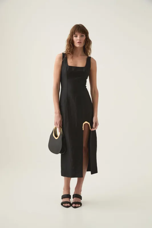 Aje Flourish Midi Dress in Black
