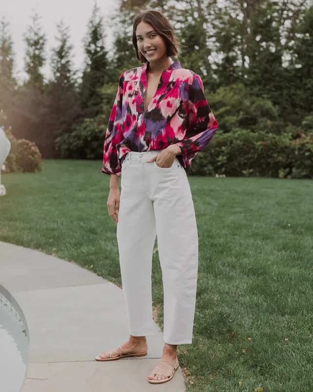 Figue Danilia Top in Floral Melange Cranberry Pink