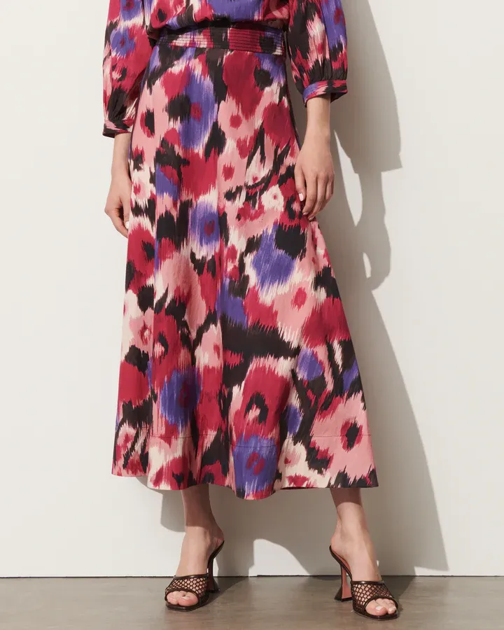 Figue Isla Skirt in Floral Melange Cranberry Pink