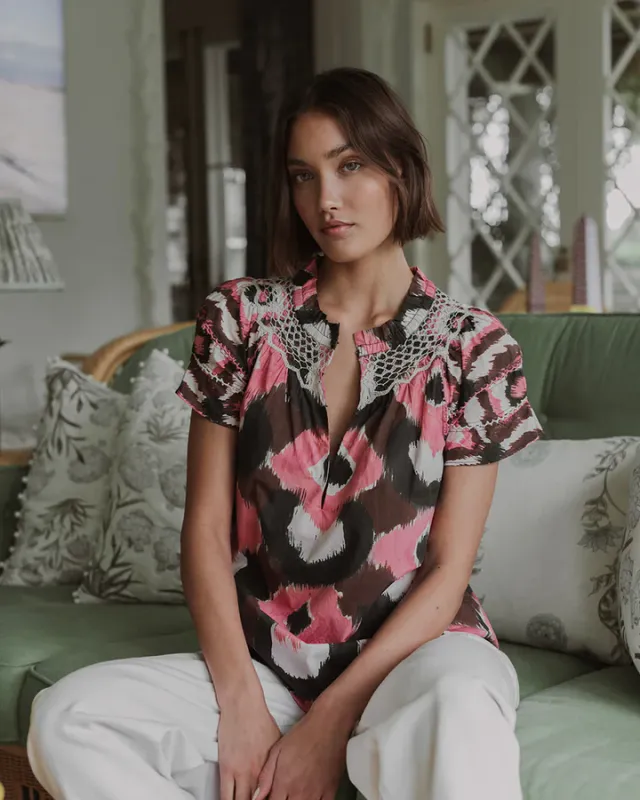 Figue Rosie Top in Painterly Lock Chalk