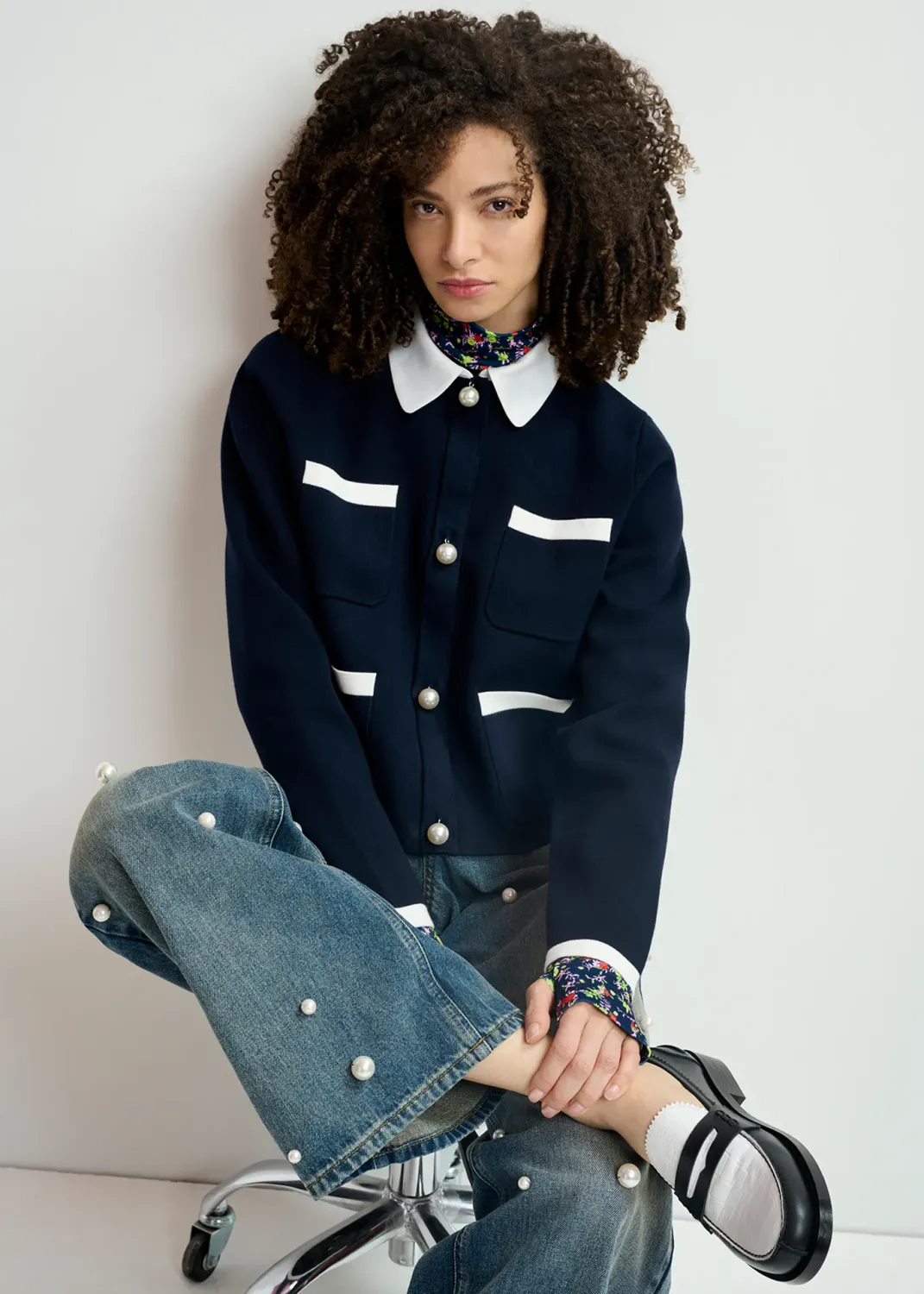 Essentiel Haurel Knitted Jacket in Night Shade