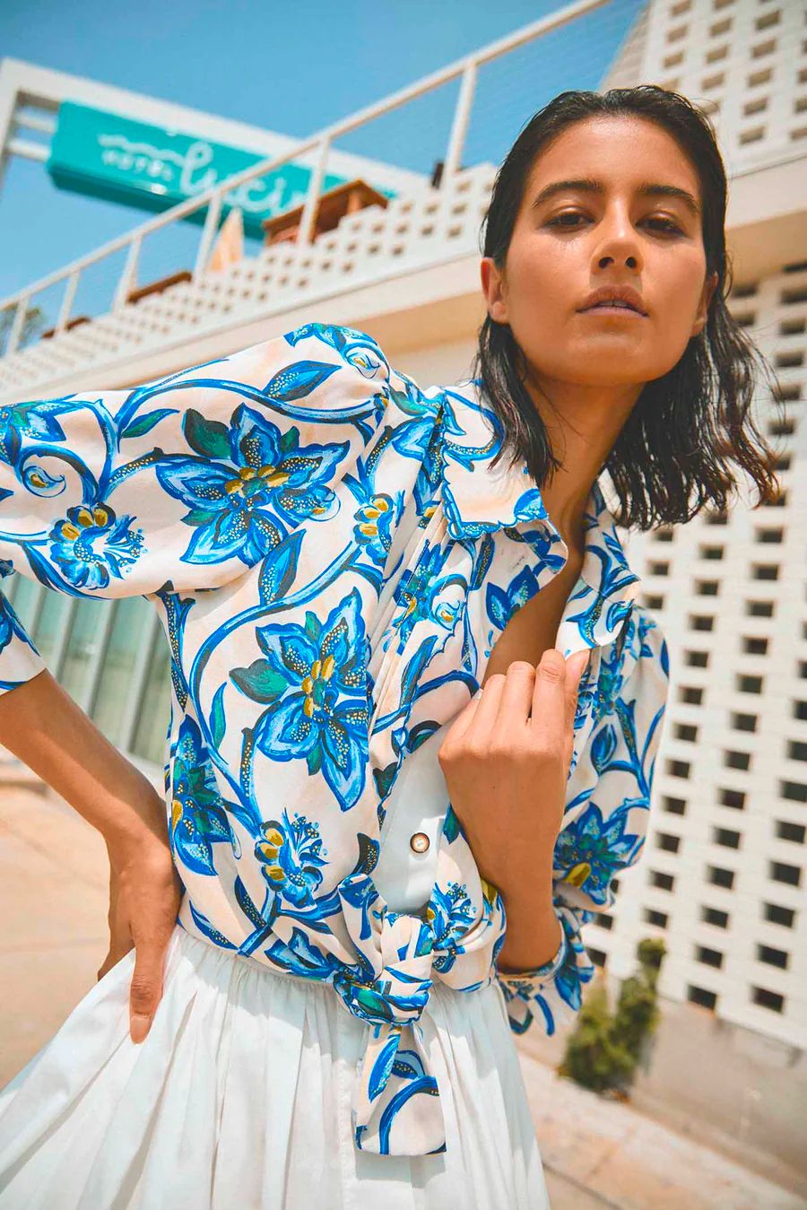 Hunter Bell James Top in Porcelain Floral