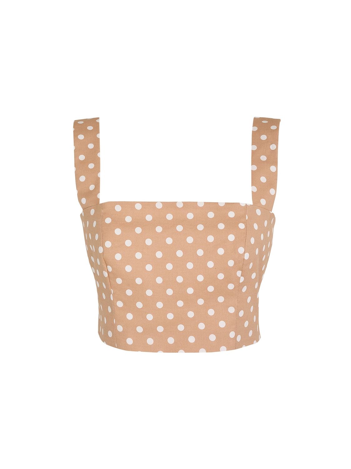 No Pise La Grama Sotavento Top in Khaki Polka Dots