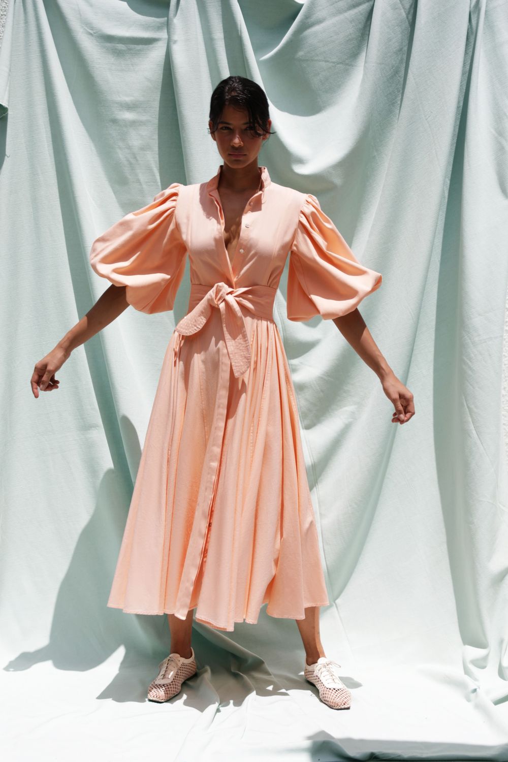 No Pise La Grama Bromelia Dress in Hot Peach