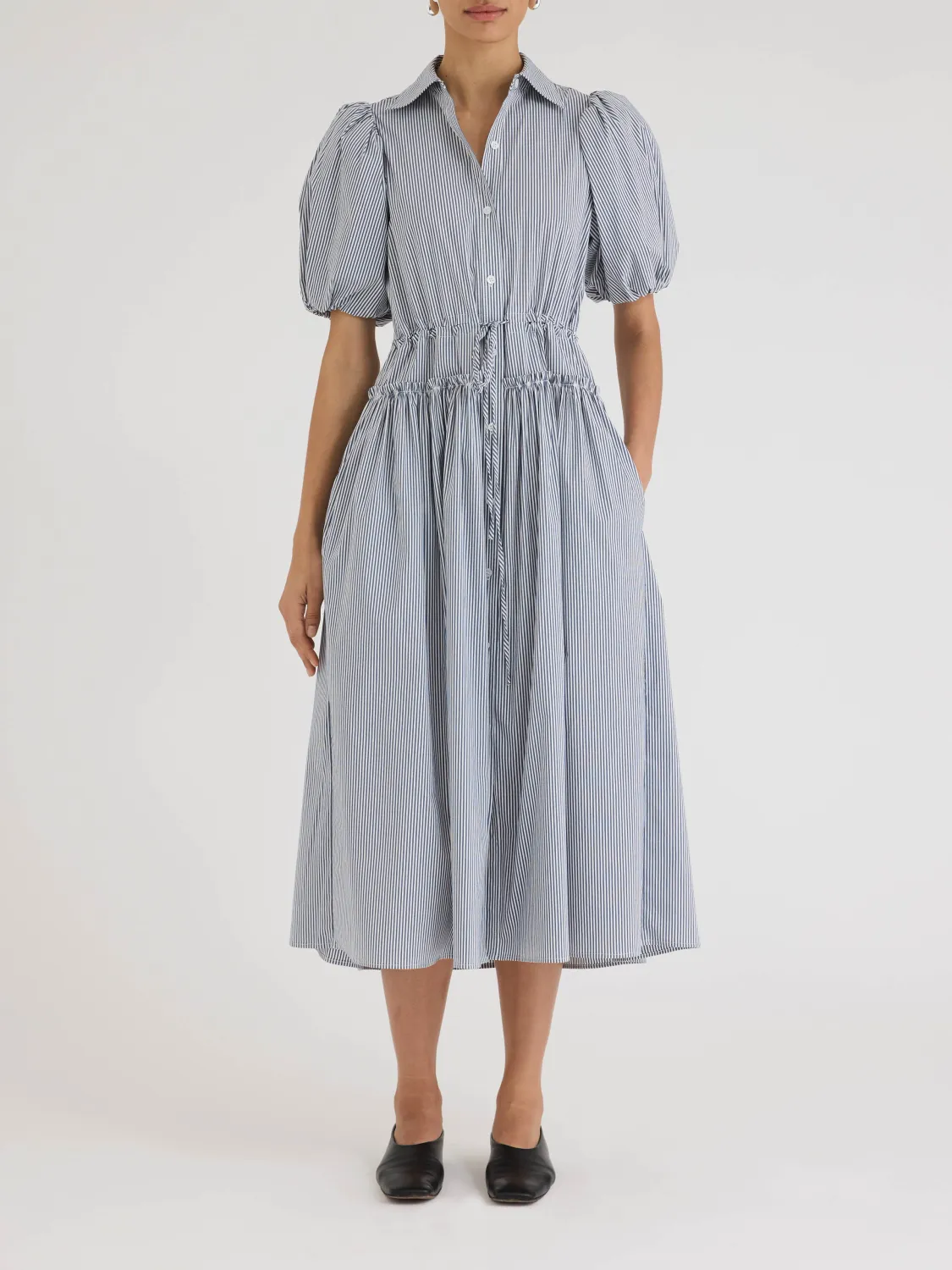 Rebecca Taylor Poplin Shirt Dress in Blue Stripe