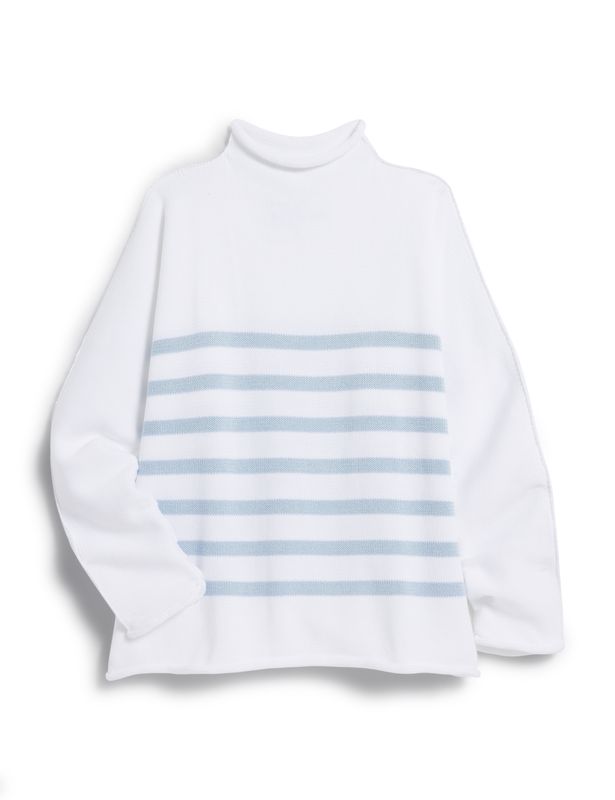 Frank &amp; Eileen Monterey Sweater in White w/ Ice Stripe