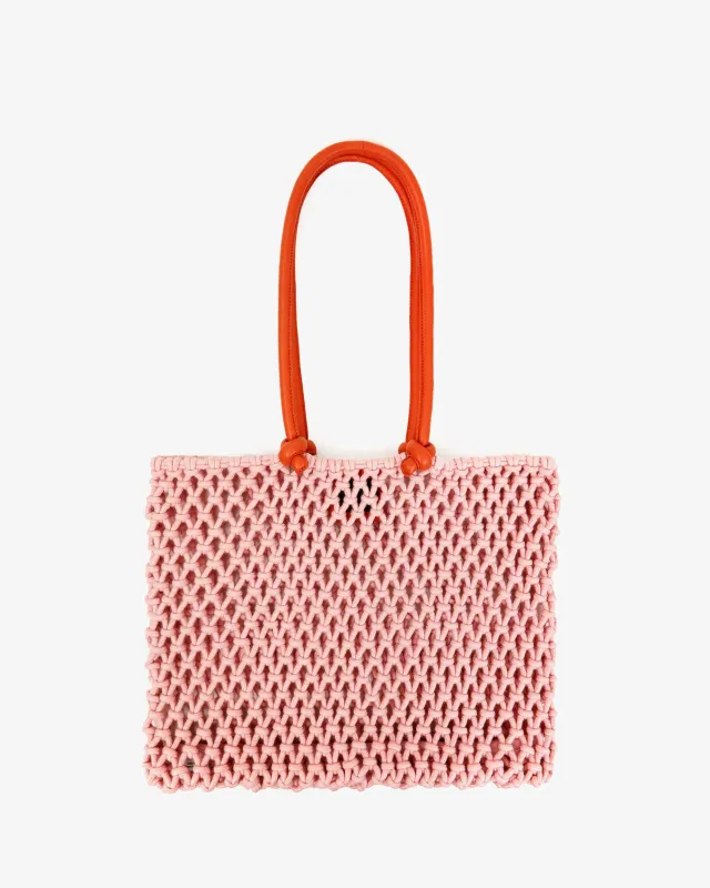 Clare V. Sandy in Blush w/ Bright Poppy Straps
