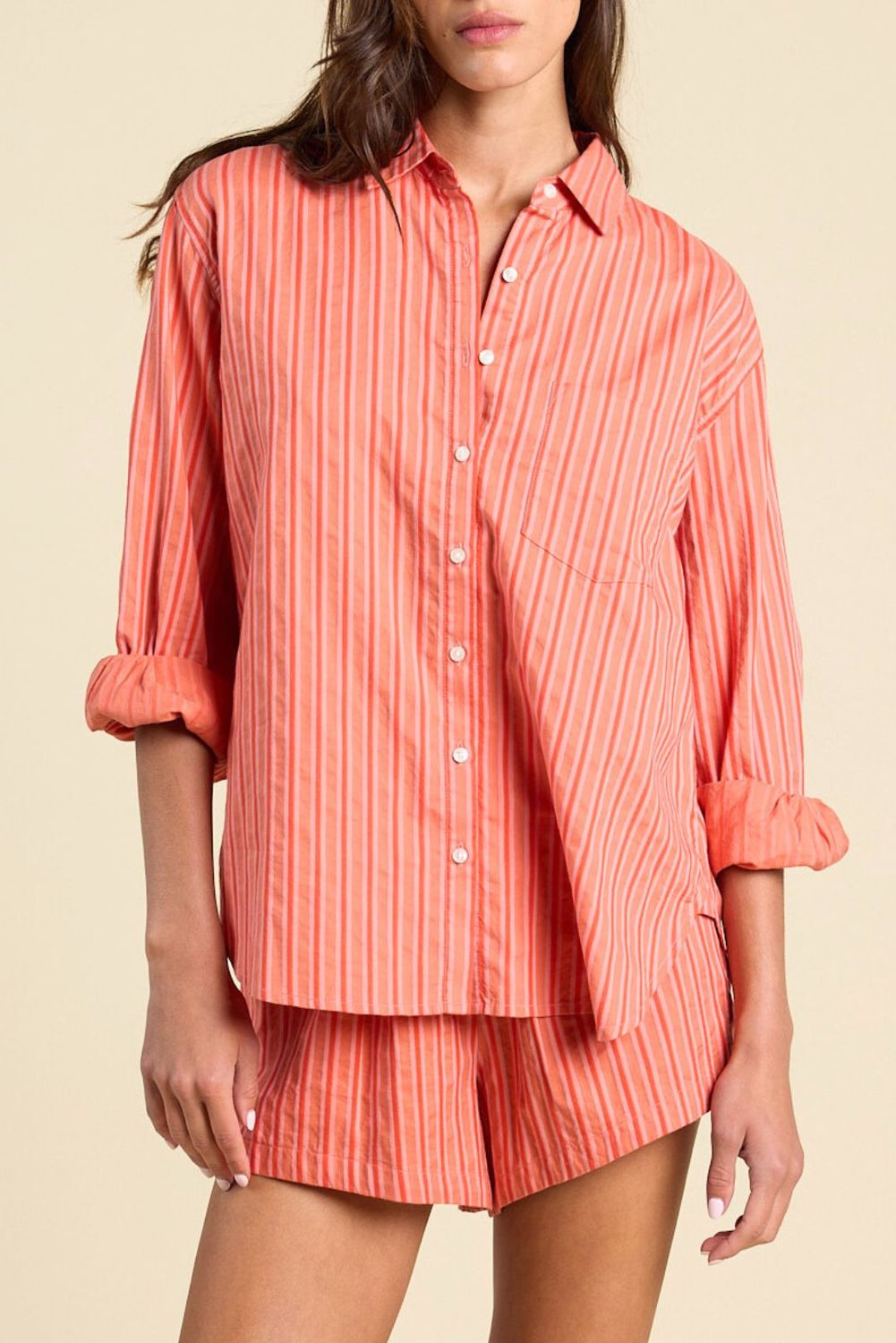 Trovata Blake Oversized Shirt in Terracotta Stripe
