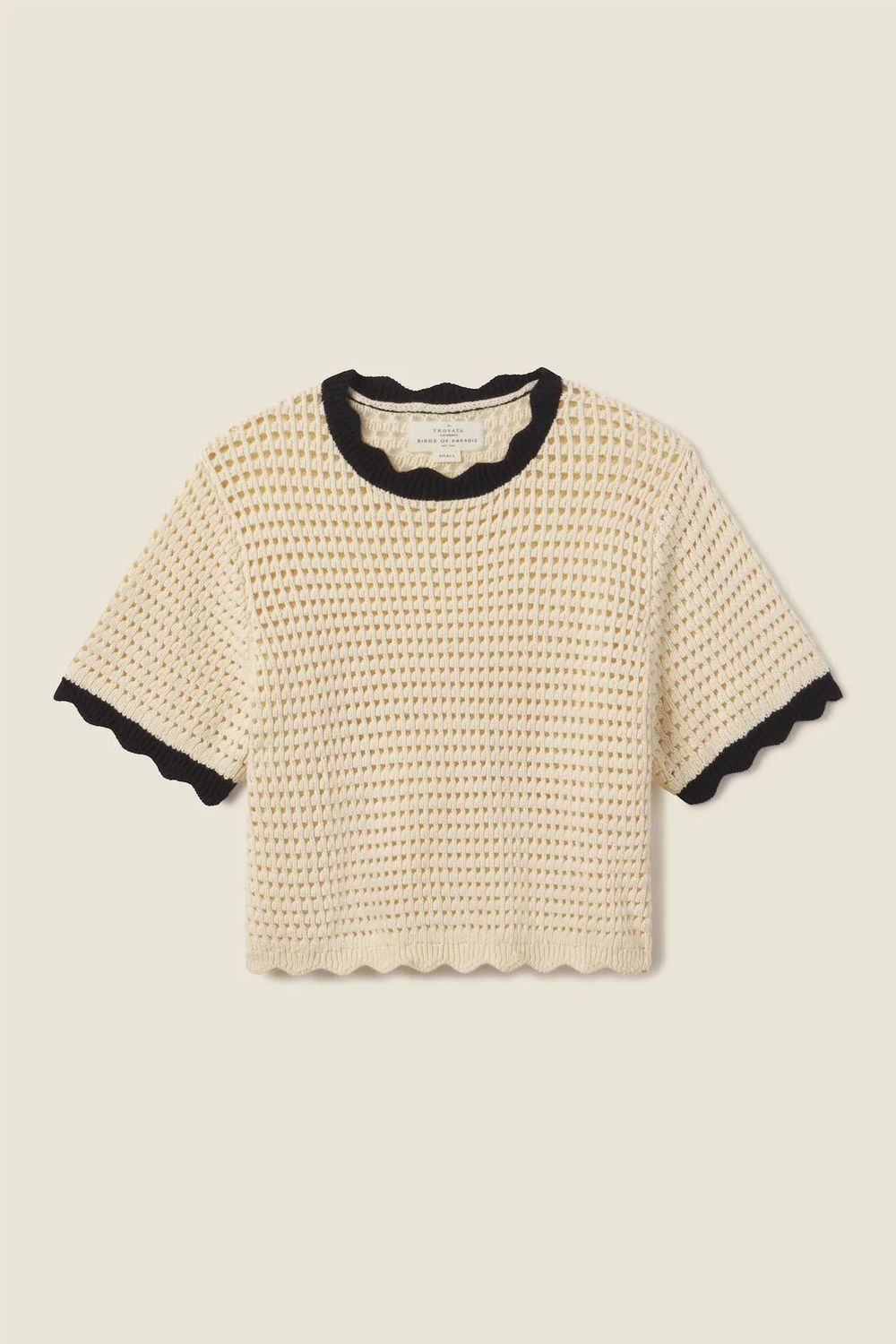 Trovata Jules Sweater T-Shirt in Antique White w/ Black Trim