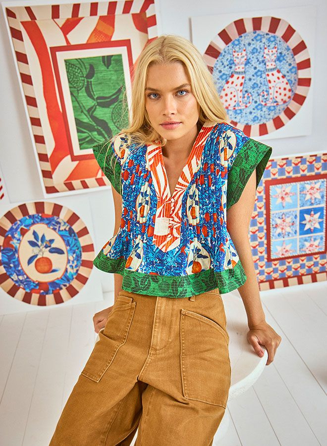Hunter Bell Lola Top in Orange Grove Combo