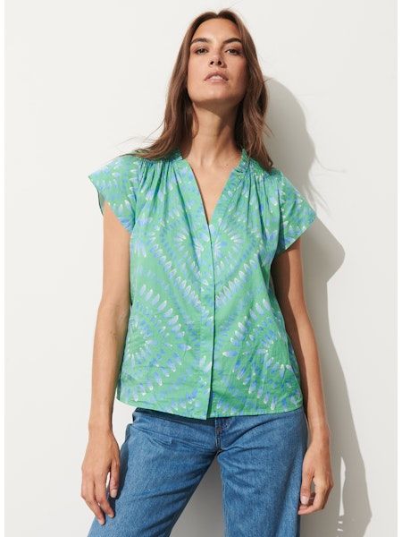 Figue Fia Top in Painterly Medallion Apple Green