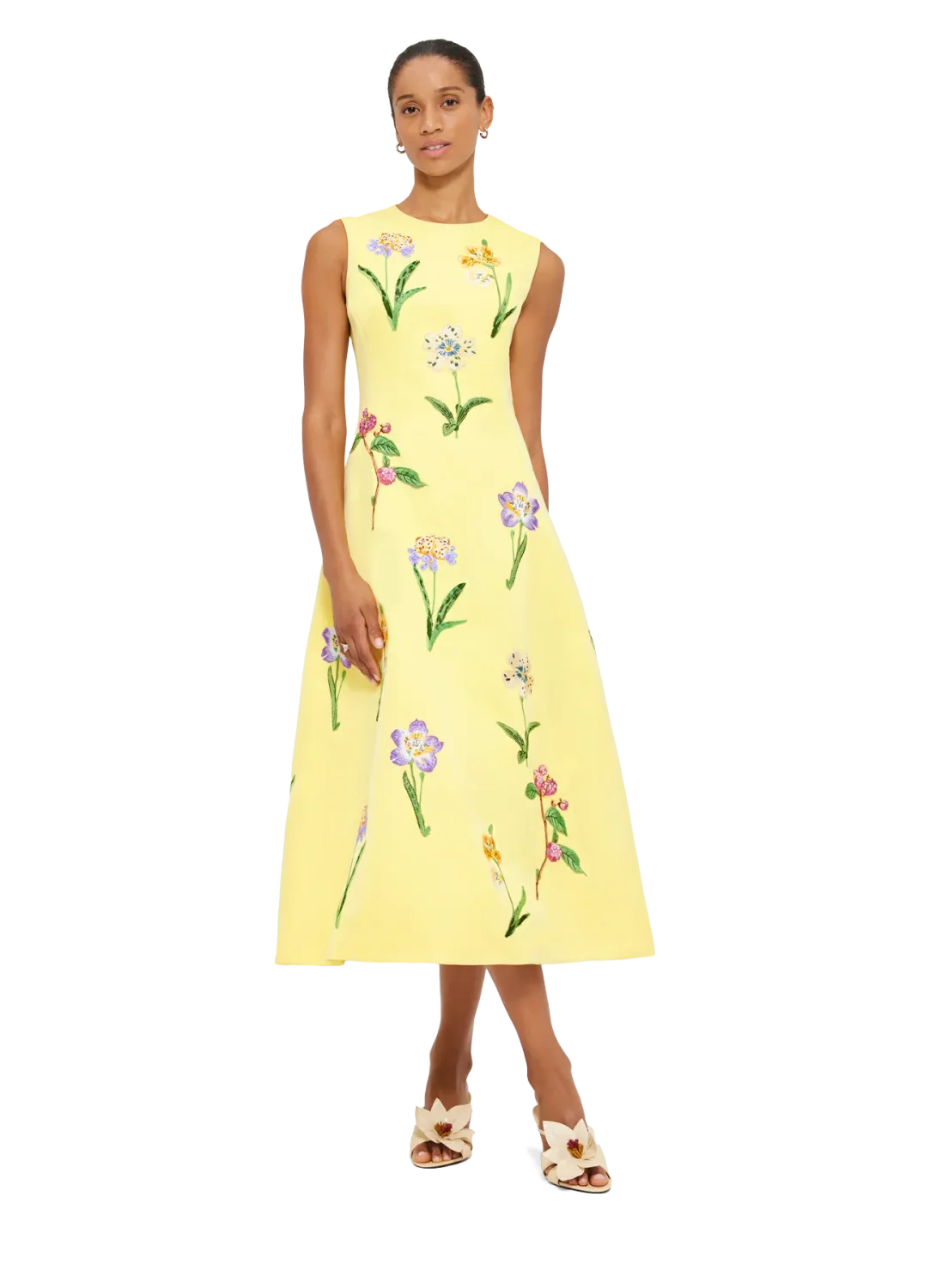 Leo Lin Cleo Midi Dress in Wild Flower in Sorbet
